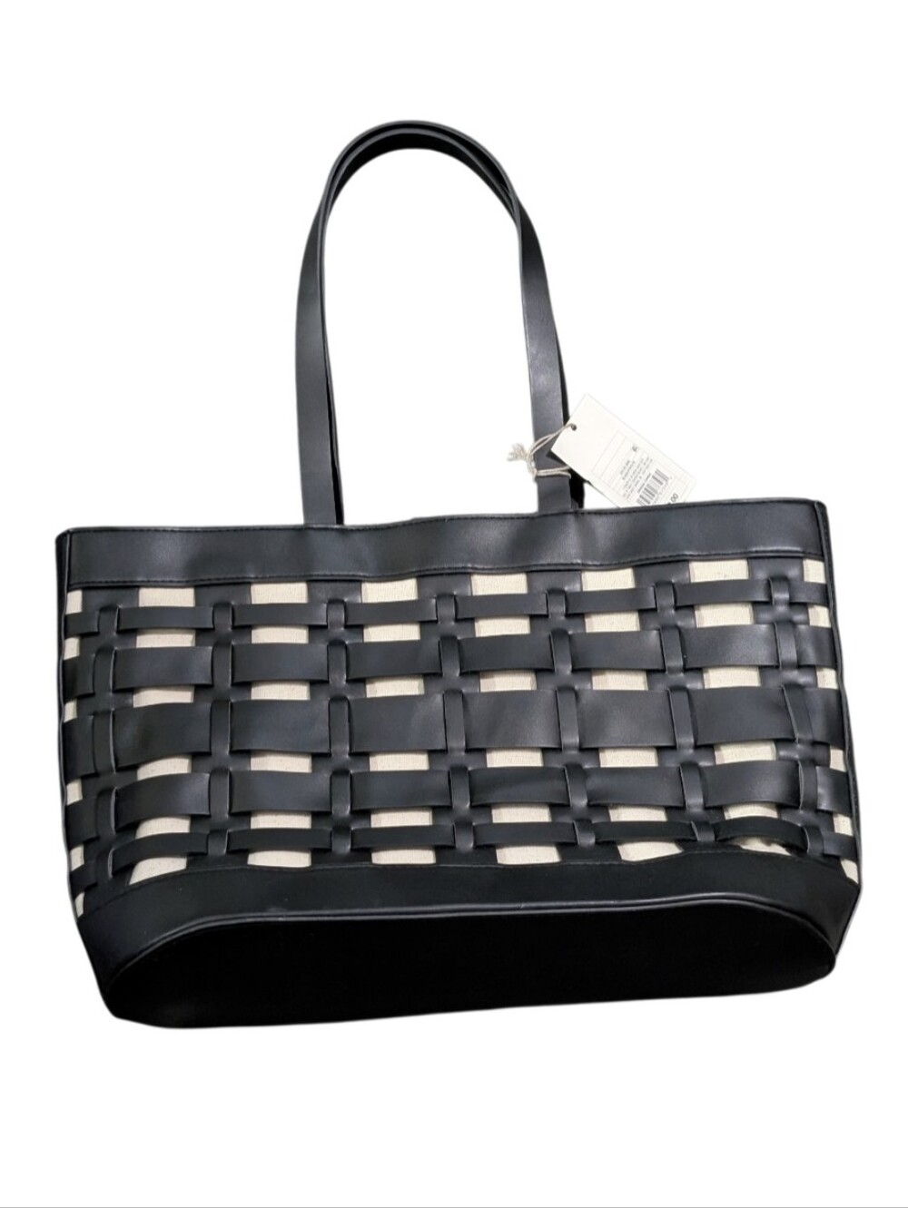 A New Day Black Woven-Overlay Tote Bag MSRP $40 - Picture 1 of 8